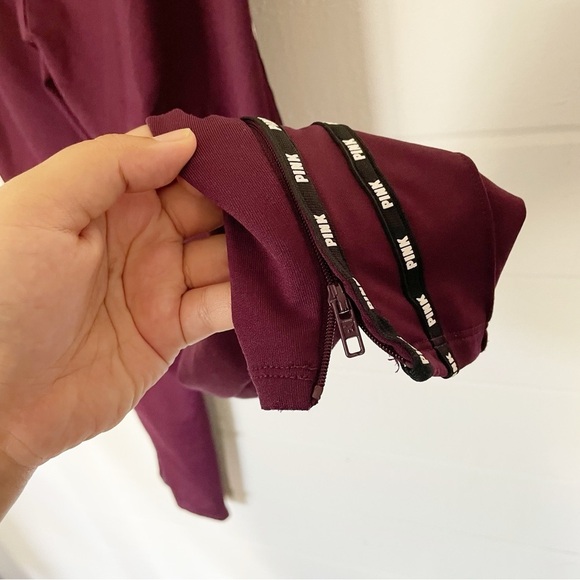 Victoria's Secret Pink Active Skinny Trackpant Burgundy Side Stripe Logo S-M - Picture 10 of 11